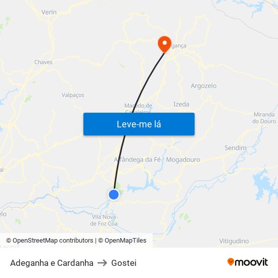 Adeganha e Cardanha to Gostei map