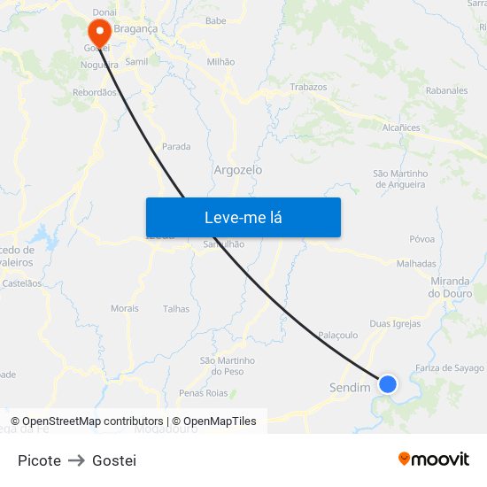 Picote to Gostei map