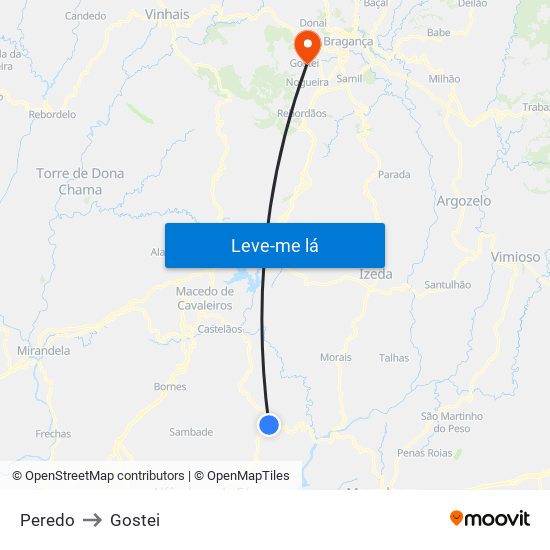 Peredo to Gostei map