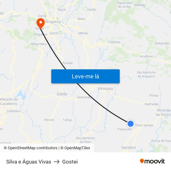 Silva e Águas Vivas to Gostei map