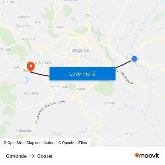 Gimonde to Gostei map