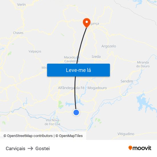 Carviçais to Gostei map