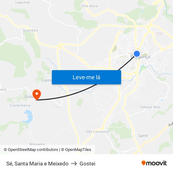 Sé, Santa Maria e Meixedo to Gostei map