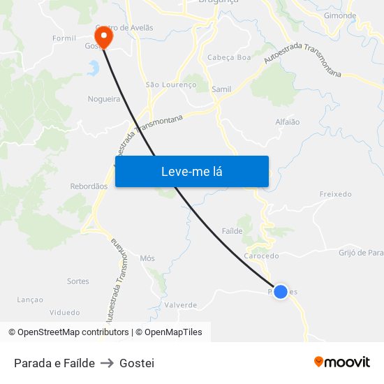 Parada e Faílde to Gostei map