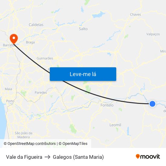 Vale da Figueira to Galegos (Santa Maria) map