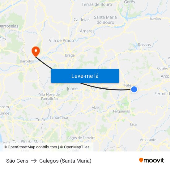 São Gens to Galegos (Santa Maria) map
