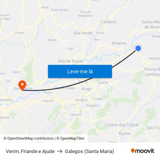 Verim, Friande e Ajude to Galegos (Santa Maria) map