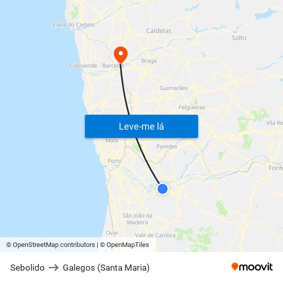 Sebolido to Galegos (Santa Maria) map