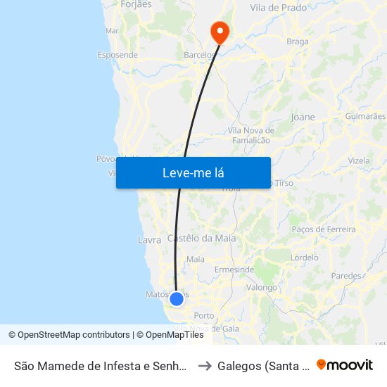 São Mamede de Infesta e Senhora da Hora to Galegos (Santa Maria) map