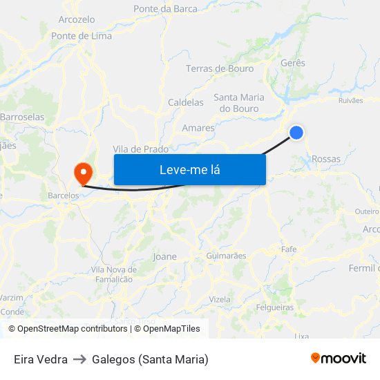 Eira Vedra to Galegos (Santa Maria) map