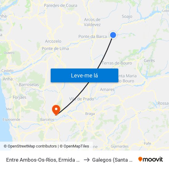 Entre Ambos-Os-Rios, Ermida e Germil to Galegos (Santa Maria) map