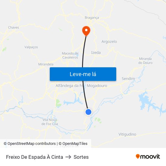 Freixo De Espada À Cinta to Sortes map