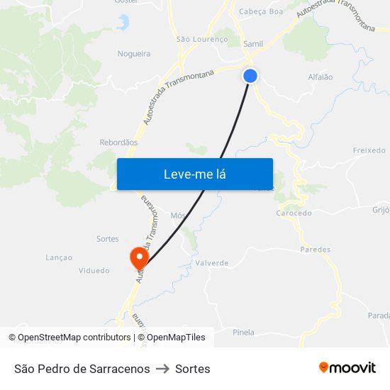 São Pedro de Sarracenos to Sortes map