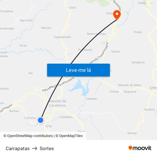 Carrapatas to Sortes map