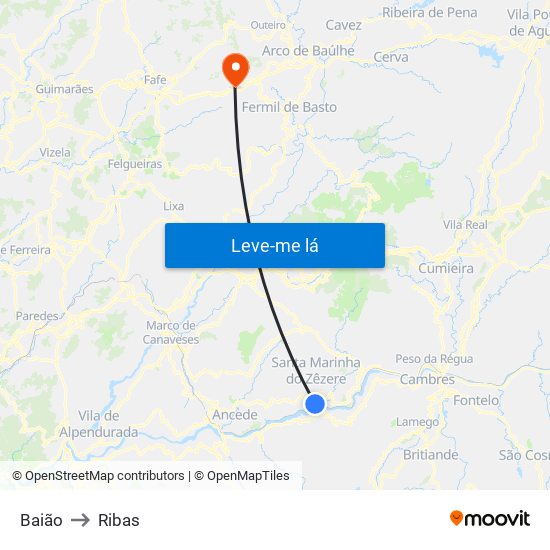 Baião to Ribas map
