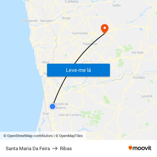 Santa Maria Da Feira to Ribas map