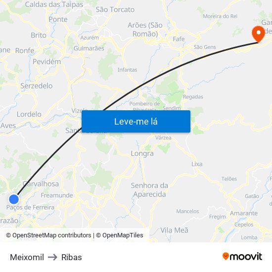 Meixomil to Ribas map