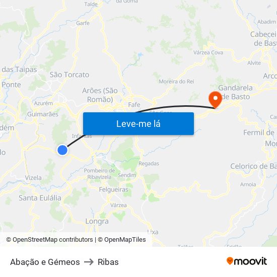 Abação e Gémeos to Ribas map