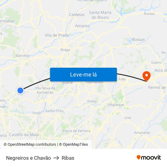 Negreiros e Chavão to Ribas map