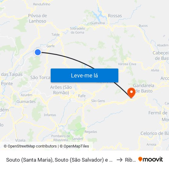 Souto (Santa Maria), Souto (São Salvador) e Gondomar to Ribas map