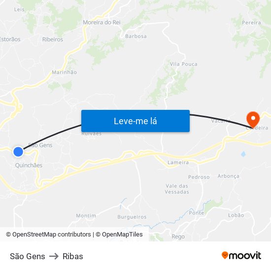 São Gens to Ribas map