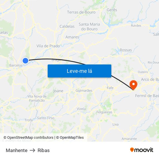 Manhente to Ribas map