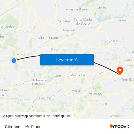 Gilmonde to Ribas map