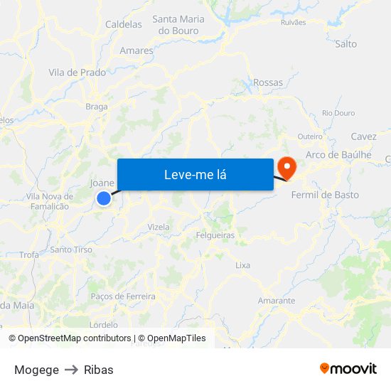 Mogege to Ribas map