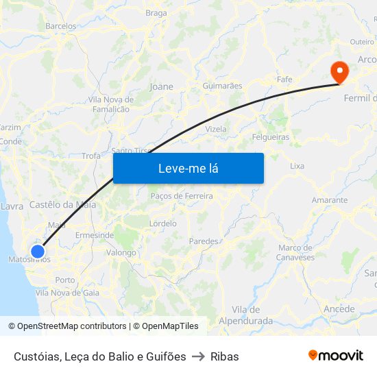 Custóias, Leça do Balio e Guifões to Ribas map