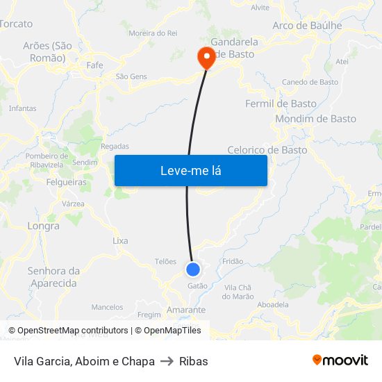 Vila Garcia, Aboim e Chapa to Ribas map