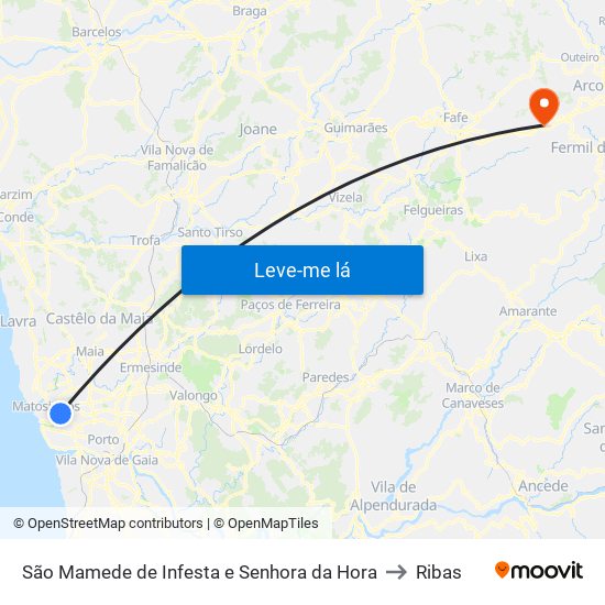 São Mamede de Infesta e Senhora da Hora to Ribas map