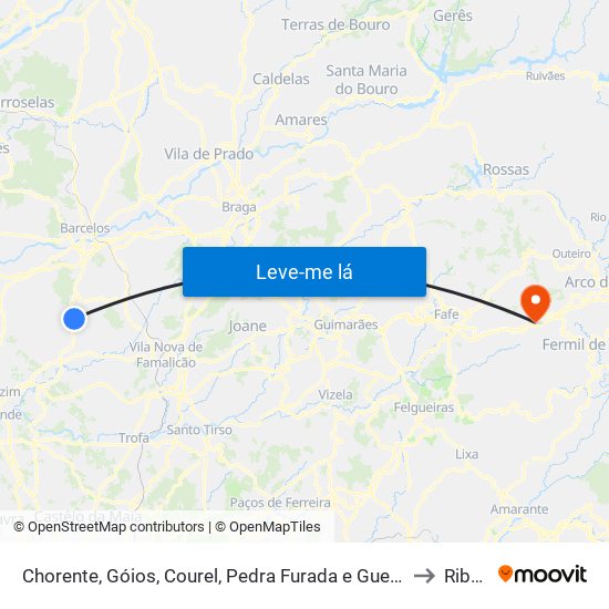 Chorente, Góios, Courel, Pedra Furada e Gueral to Ribas map