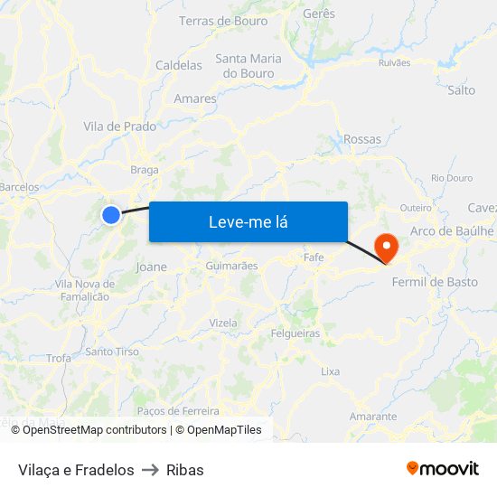 Vilaça e Fradelos to Ribas map