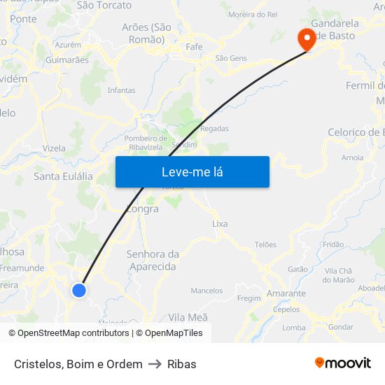 Cristelos, Boim e Ordem to Ribas map