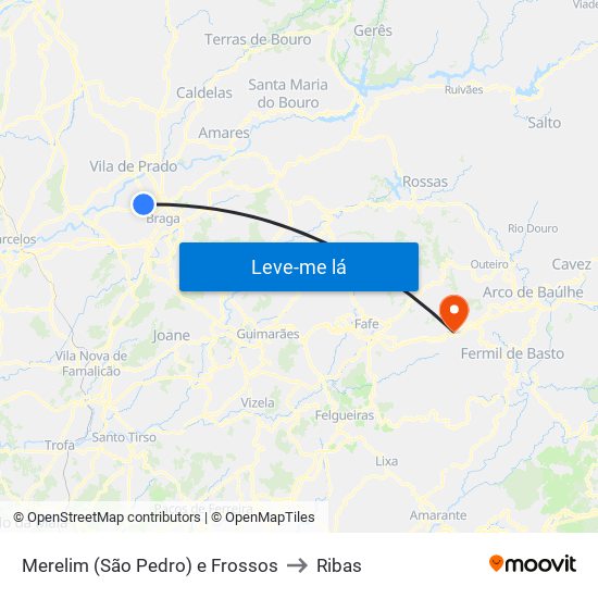 Merelim (São Pedro) e Frossos to Ribas map