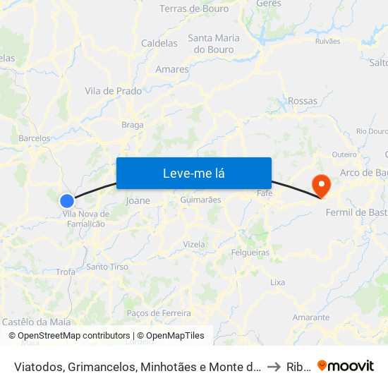 Viatodos, Grimancelos, Minhotães e Monte de Fralães to Ribas map