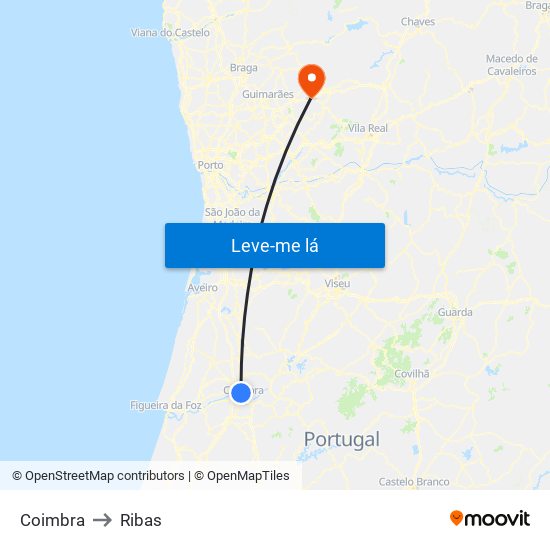 Coimbra to Ribas map