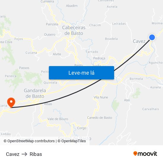 Cavez to Ribas map