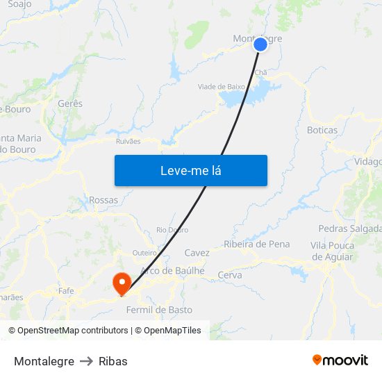 Montalegre to Ribas map