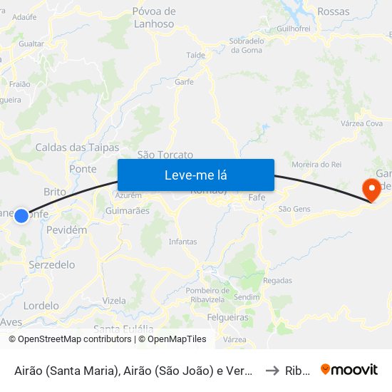 Airão (Santa Maria), Airão (São João) e Vermil to Ribas map