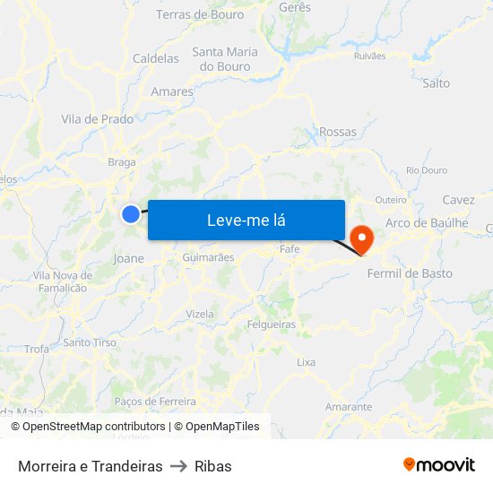 Morreira e Trandeiras to Ribas map