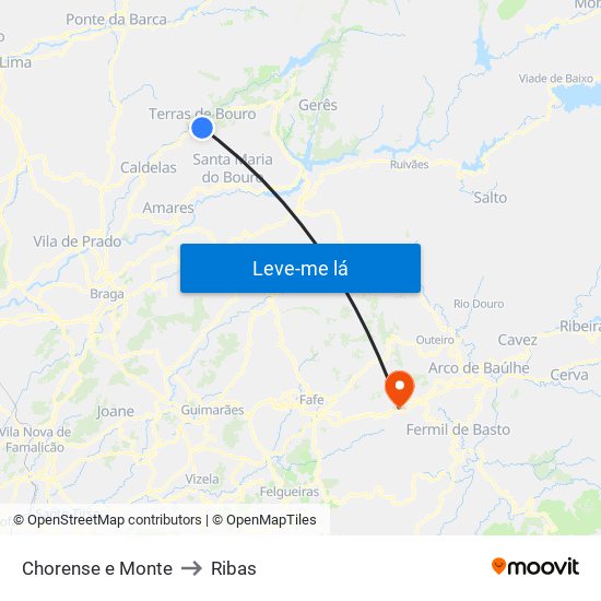 Chorense e Monte to Ribas map