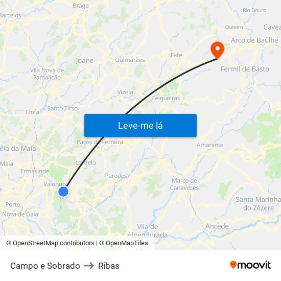 Campo e Sobrado to Ribas map