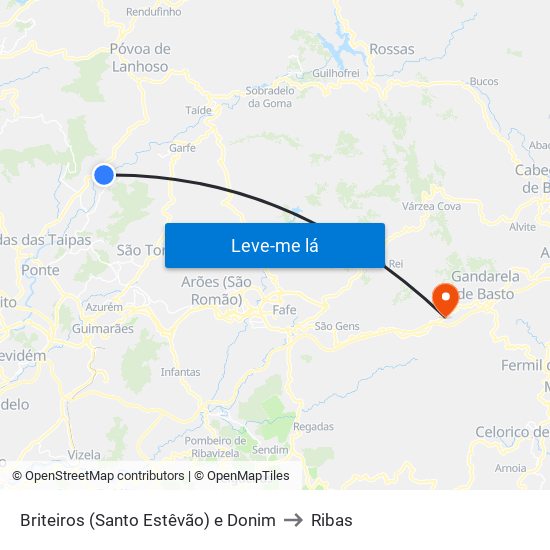 Briteiros (Santo Estêvão) e Donim to Ribas map