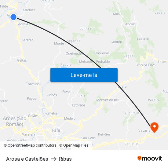 Arosa e Castelões to Ribas map