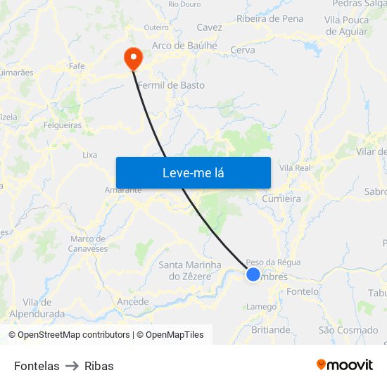 Fontelas to Ribas map