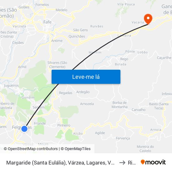 Margaride (Santa Eulália), Várzea, Lagares, Varziela e Moure to Ribas map