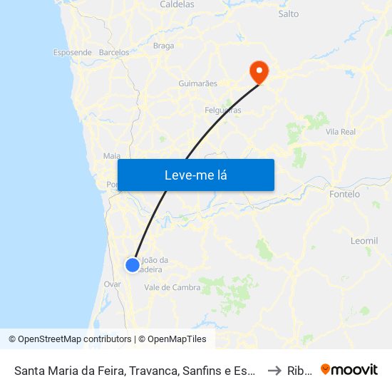 Santa Maria da Feira, Travanca, Sanfins e Espargo to Ribas map