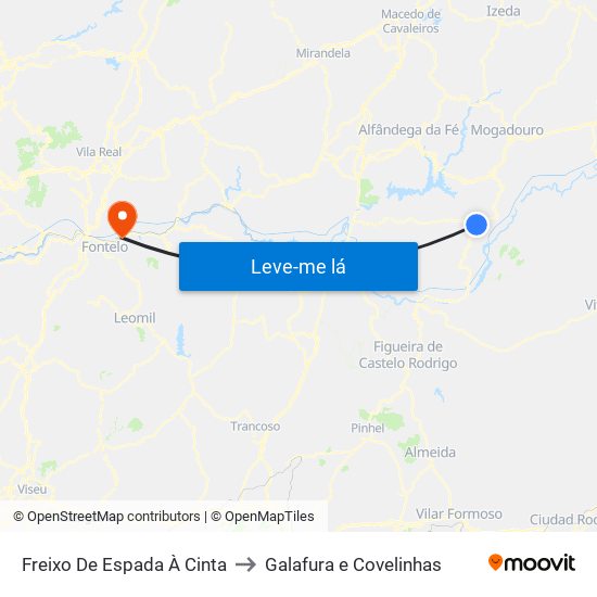 Freixo De Espada À Cinta to Galafura e Covelinhas map