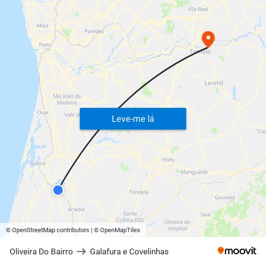 Oliveira Do Bairro to Galafura e Covelinhas map